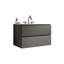 Armoire de salle de bain moderne, gris espace, fixation murale 30 po, lavabo en céramique, espace de rangement supplémentaire, lavabo de meuble-lavabo silencieux avec 3 trous, options, fonctionnalité-121109645-121109640-121109641