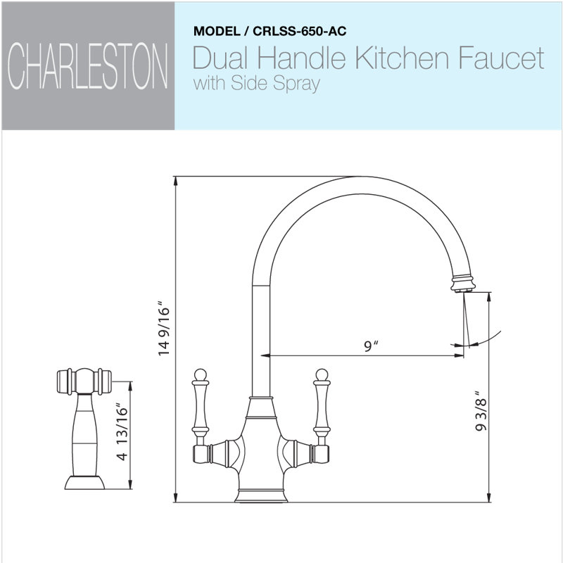 Houzer Charleston Kitchen Faucet with Side Spray, Antique Copper