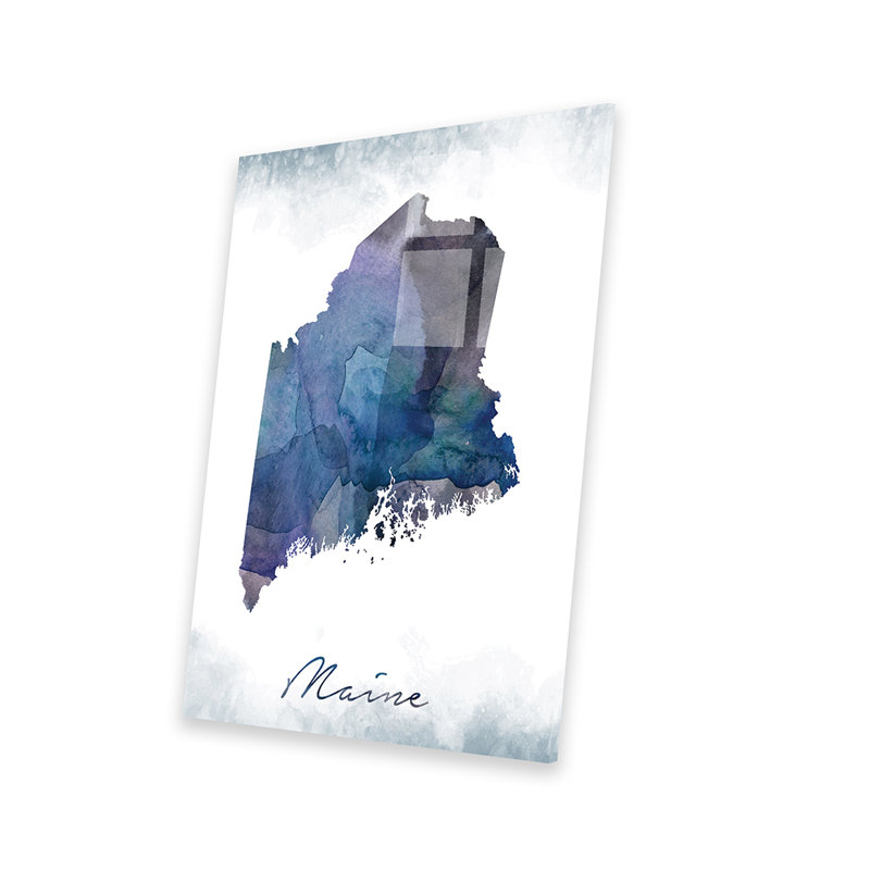 Maine State, impression bleutée sur verre acrylique, H 24 po x l 16 po x P 0,25 po