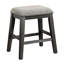 2 tabourets de bar à hauteur de comptoir, revêtement en chenille gris, brossé au métal, garniture cloutée en bois, 2 sièges, finition brossée, siège,