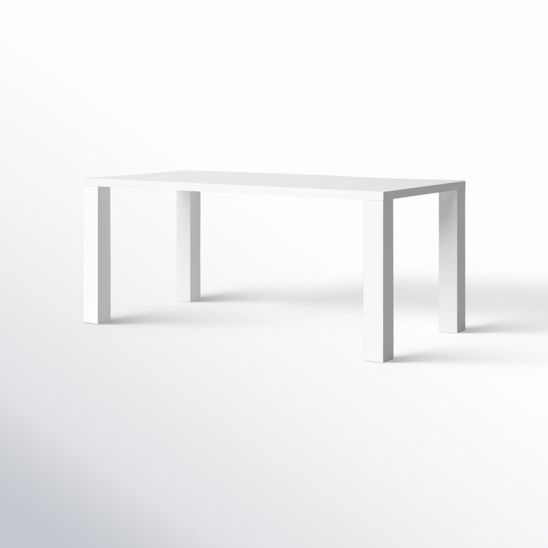 White Rectangular MDF Dining Table for Six