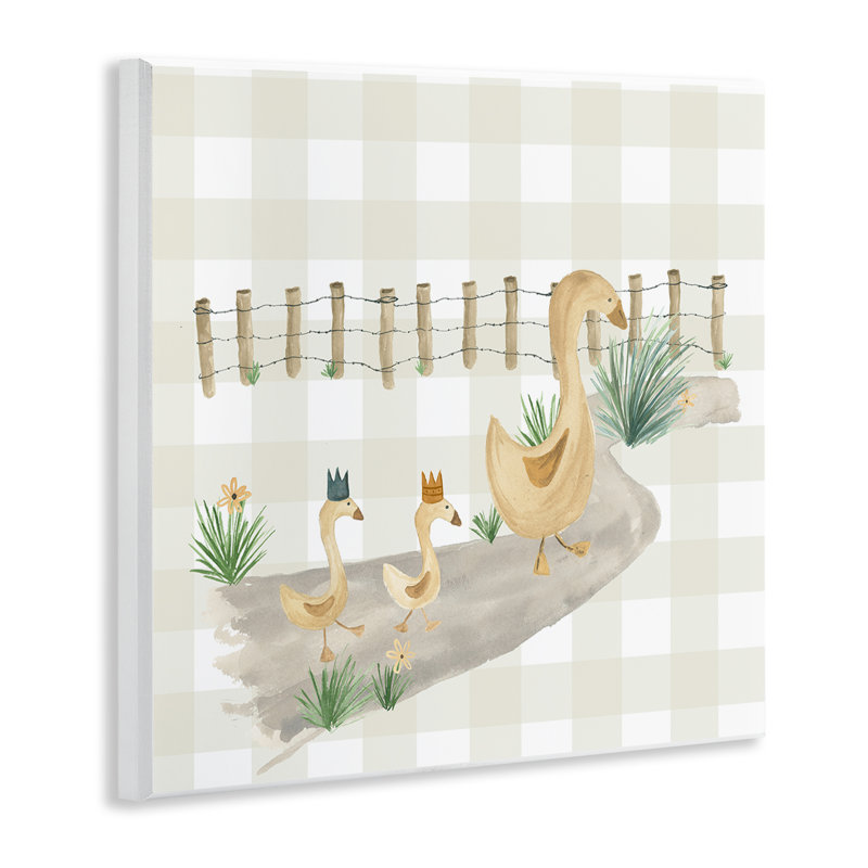 «Duck Family Strolling», art mural sur bois par Lucille Price