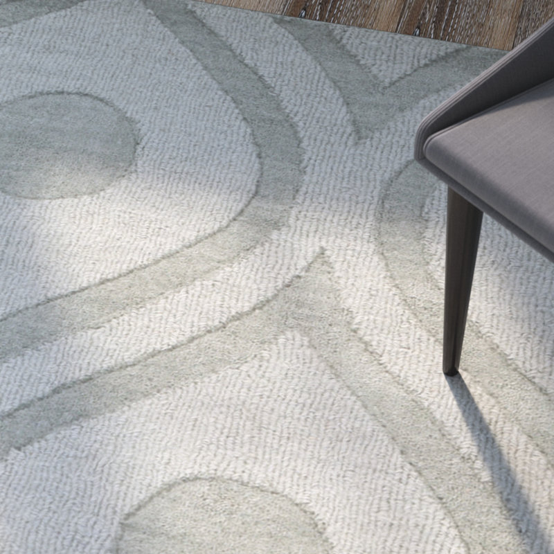 Tapis gris en laine tissé à la main Zora, Rectangle 4 pi x 6 pi