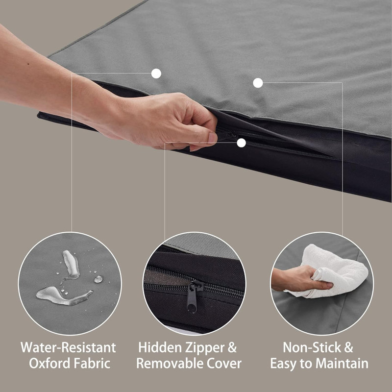 Lit pliable de refroidissement pour chien orthopédique pour l'extérieur intérieur, Grand (l 35 po x P 22 po x H 3 po), Gris