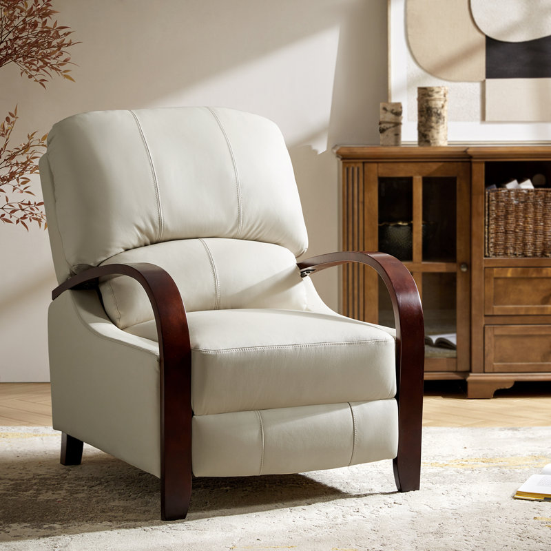 Fauteuil inclinable standard en cuir véritable Hardge, Cuir véritable beige