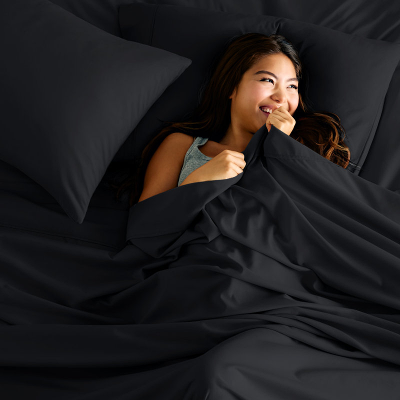 Microfiber Sheet Set with Bonus Pillowcase Set, California King, Black
