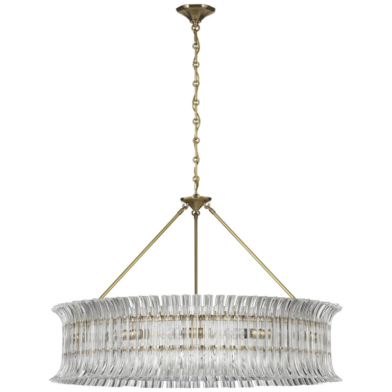 AERIN Rhine 36" Ring Chandelier with Crystal, Hand-Rubbed Antique Brass