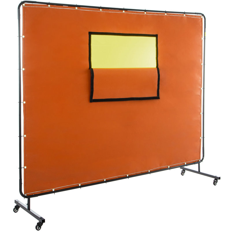 Rideau de soudure, 6 po x 8 po, écran de soudure avec structure en métal et 4 roues, fibre de verre ignifuge avec fenêtre transparente, pour atelier, site industriel, jaune