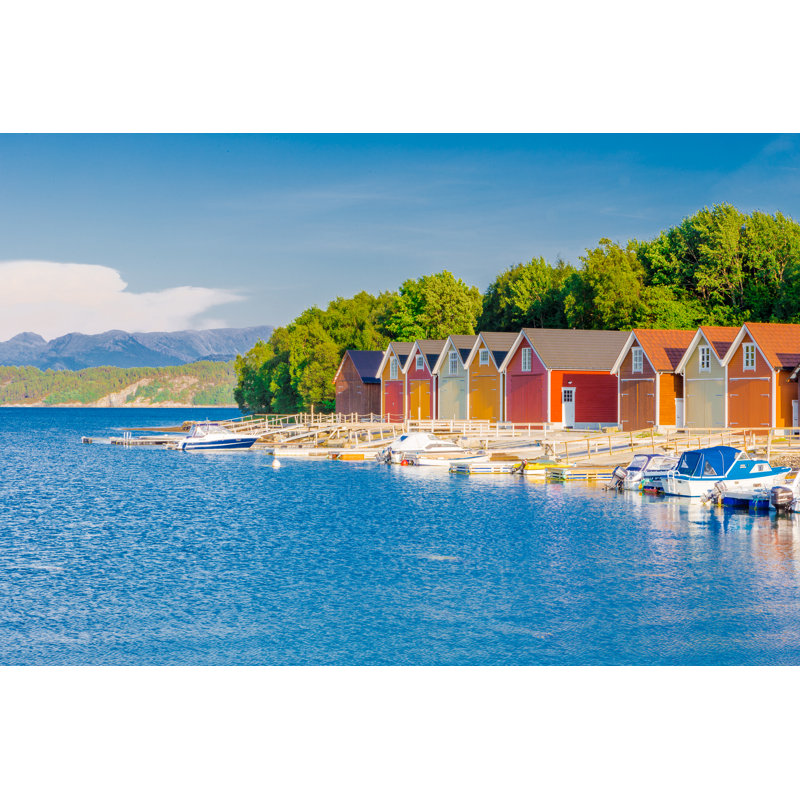 Fishermens Barns In Ã…Lesund - Wrapped Canvas Print, 61cm H x 91cm W x 3.8cm D