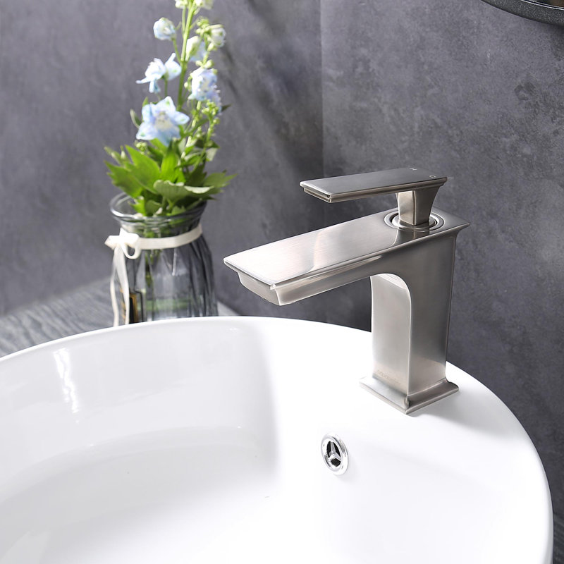 Robinet de salle de bain carré, Nickel brossé