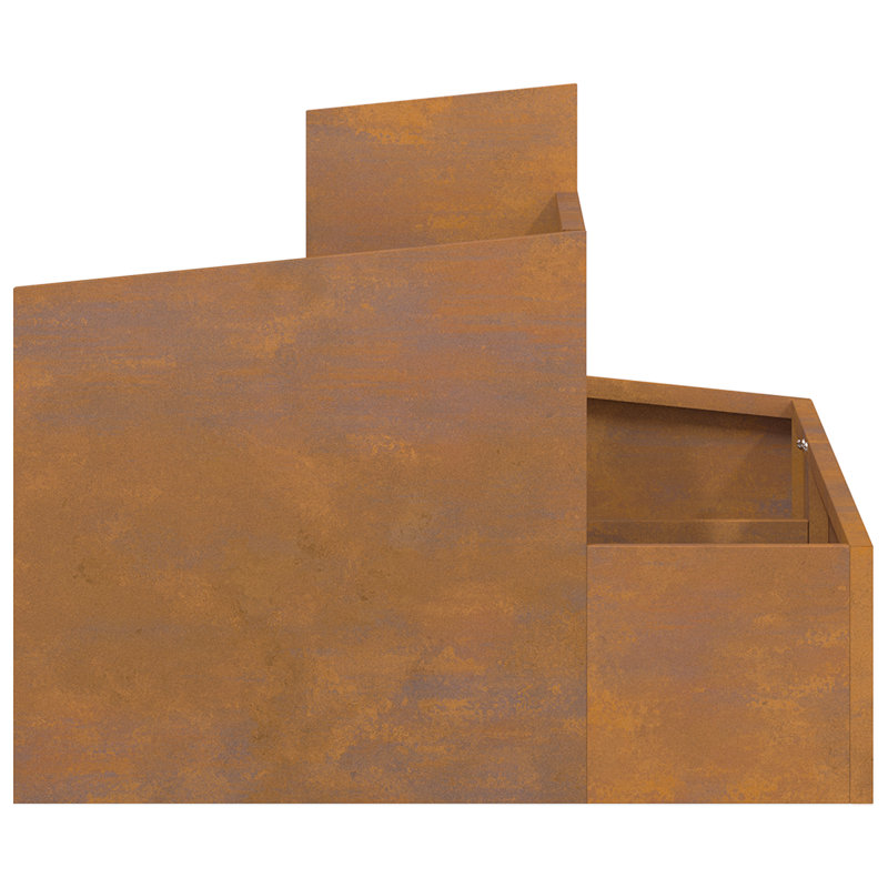 Garden Planter Brown 50 Cm Weathering Steel, 50cmH x 60cmW x 60cmD