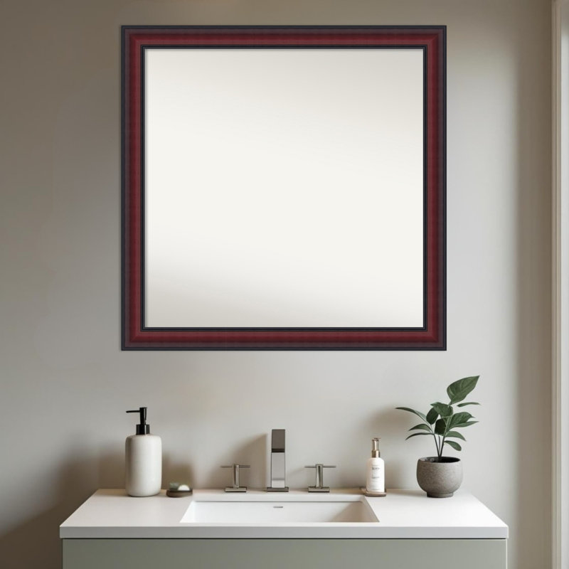Miroir de salle de bain mural Dalat, 29,75 po x 29,75 po, Cerisier