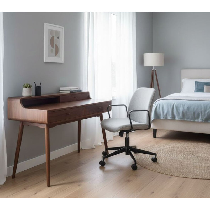 Bureau d'écriture en bois massif avec base en métal - Table d'ordinateur moderne pour bureau à domicile