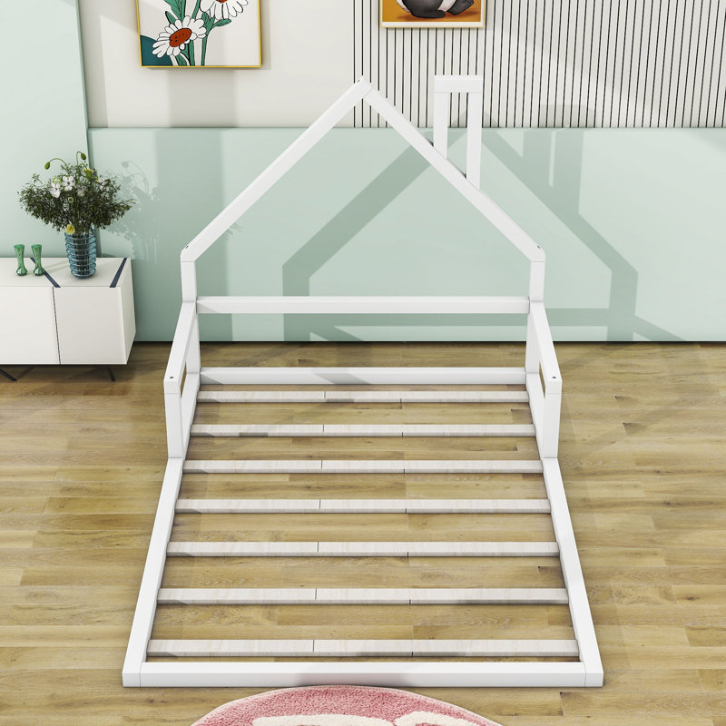 Structure de lit en bois Evariste, Blanc