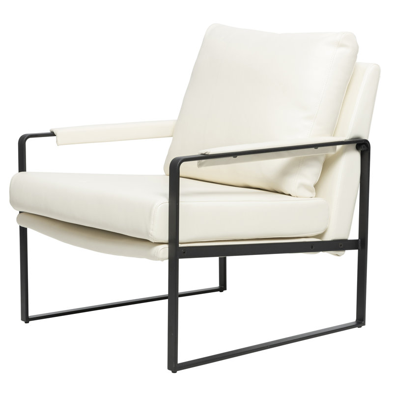 Fauteuil l 27,5 po, Similicuir blanc cassé