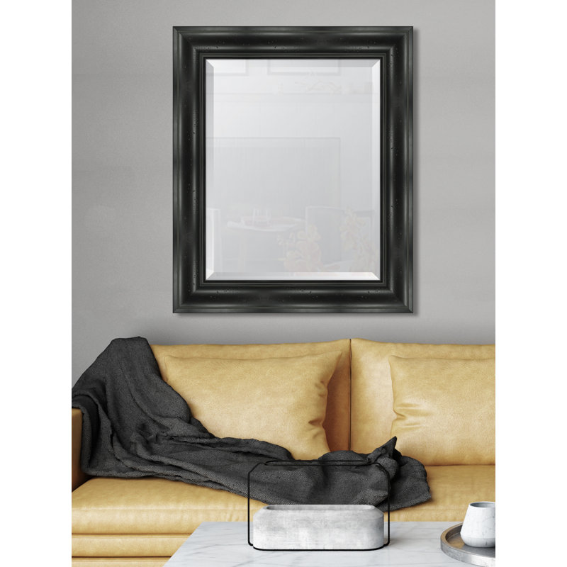 Miroir mural à cadre en résine English, H 36,5 po x l 30,5 po, Noir