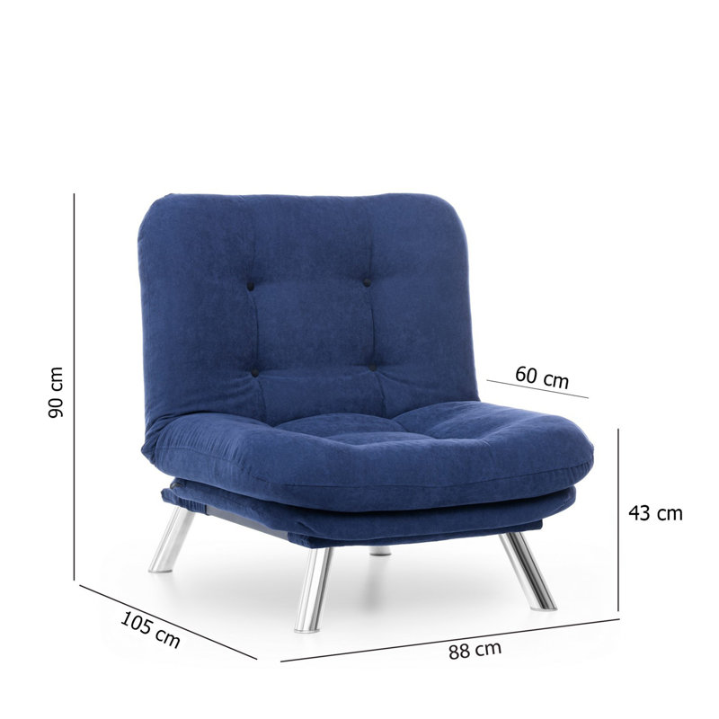 Fauteuil convertible capitonné l 34,65 po, Microfibre bleu marine