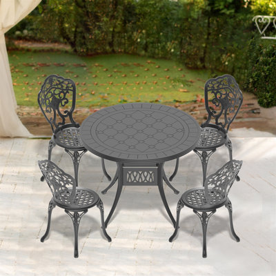 5-Piece Set Of All-Weather Cast Aluminum Dining Furniture Set With Black Frame