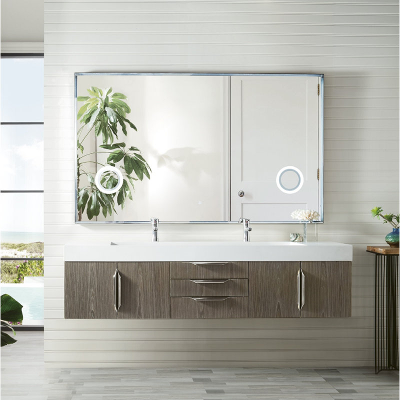 Mercer Island 72'' W Double Vanity, Brushed Nickel, Ash Gray