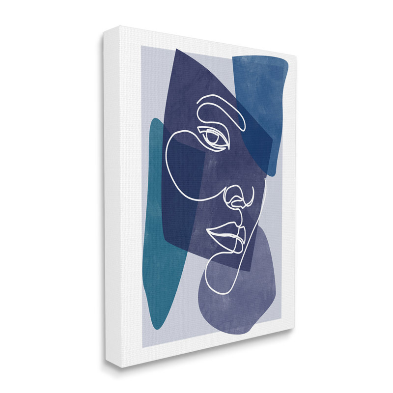 Doodle «Bold Blue» par Birch & Ink, Toile tendue, L 16 po x H 20 po