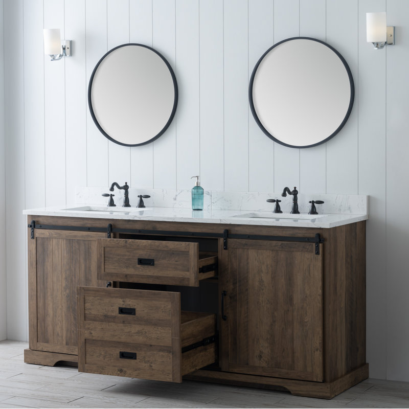 Cayden 72'' Double Bathroom Vanity with Top, Canella Brown