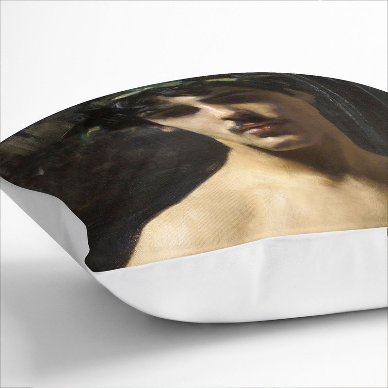 Man Wearing Laurels Square Throw Cushion, 40cm H x 40cm W x 15cm D, White