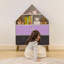 Organisateur de rangement et bibliothèque Harper avec 2 bacs en tissu, violet / blanc