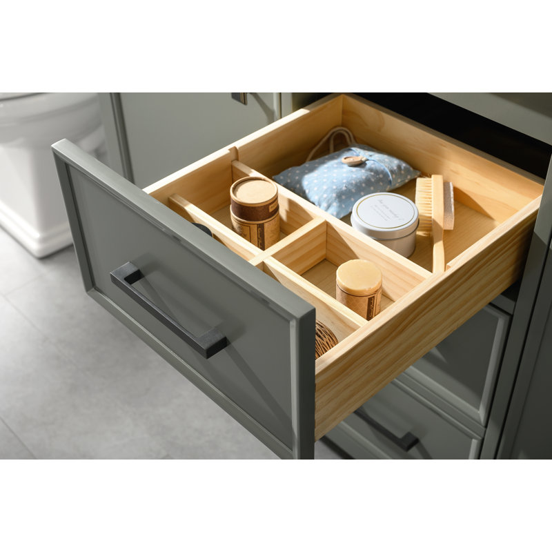 54 " W Freestanding Standard Free Standing 2 Double Vanity Bathroom Vanity With Marble Top, Pewter Green