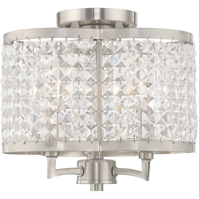 Treska Crystal Semi Flush Mount, Brushed Nickel