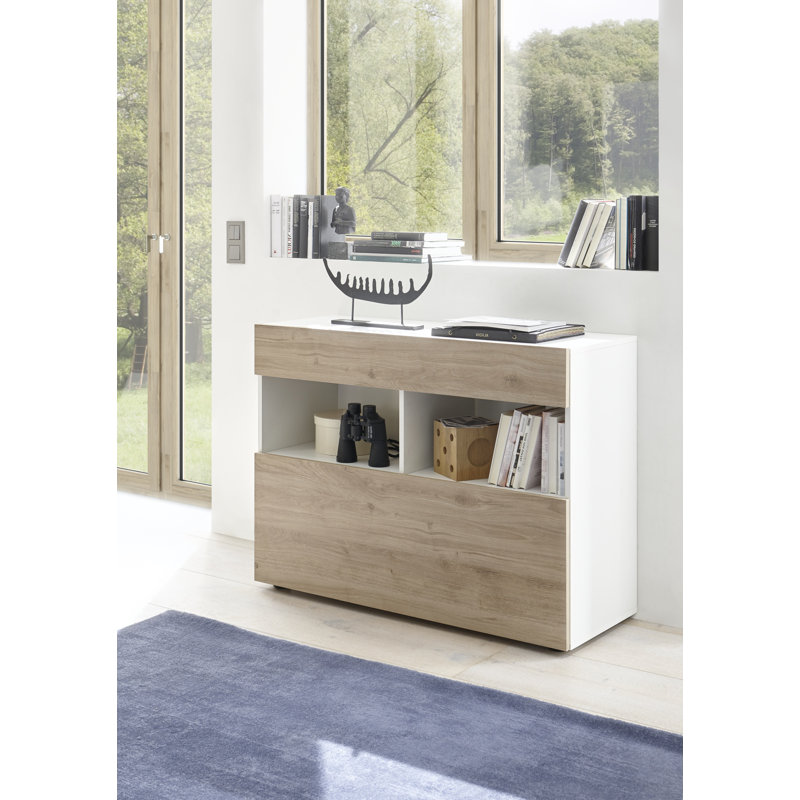 Mcclaskey 111 Cm Wide 1 Drawer Sideboard, White/Oak