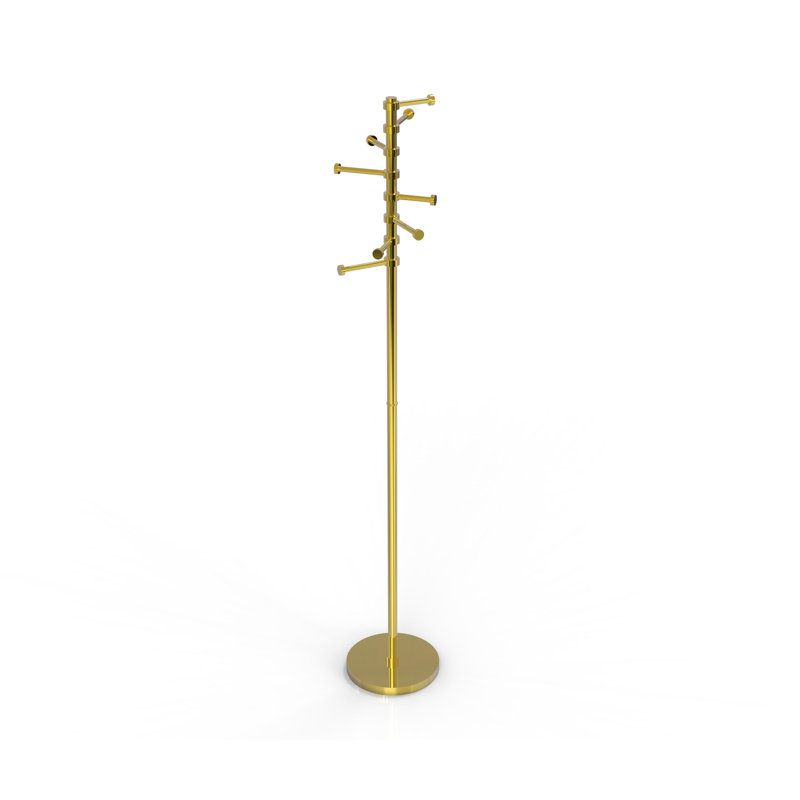 Freestanding Coat Rack, Polished Brass