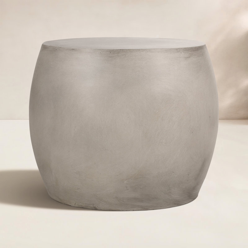 Table d'appoint ovale d'extérieur / d'intérieur en béton léger (MGO), Gris