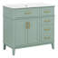 Meuble-lavabo simple 36 po avec lavabo en céramique, porte à fermeture douce et 4 tiroirs de rangement-859961858