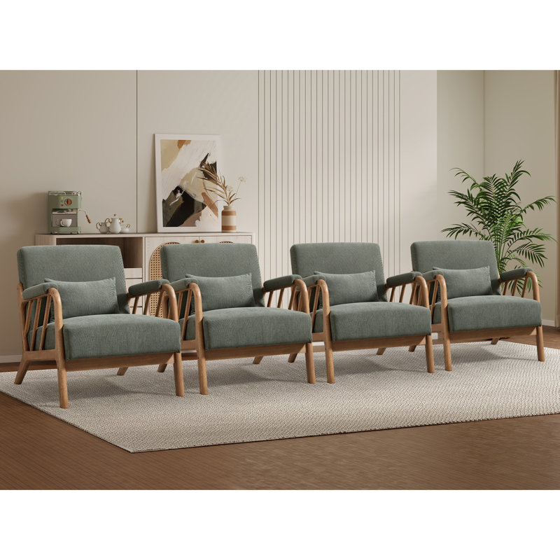Chaise d'appoint rembourrée moderne en bois massif de 27,17 po de largeur avec coussin supplémentaire (ensemble de 4)