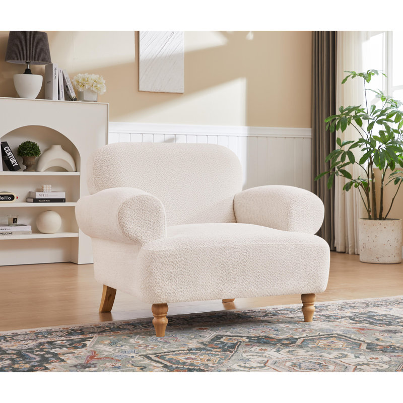Carri 41.75" Oversized Modern Upholstered Accent Chair with Recessed Arms Solid Wood Legs for Living Room
