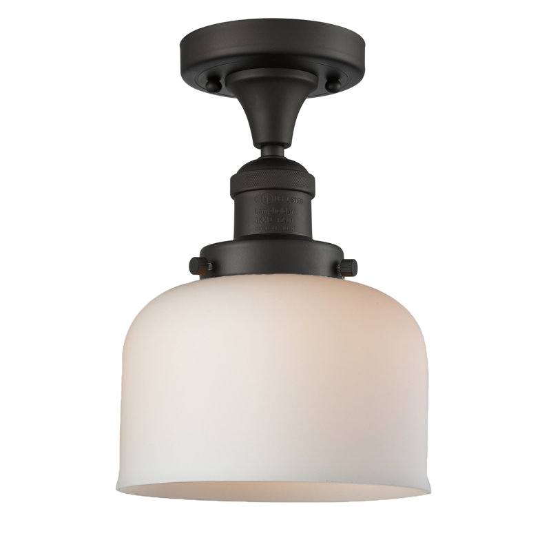 Plafonnier semi-encastré 8 po Bell, Ampoule à DEL rétro de 6 watts, Boîtier blanc mat, Noir mat