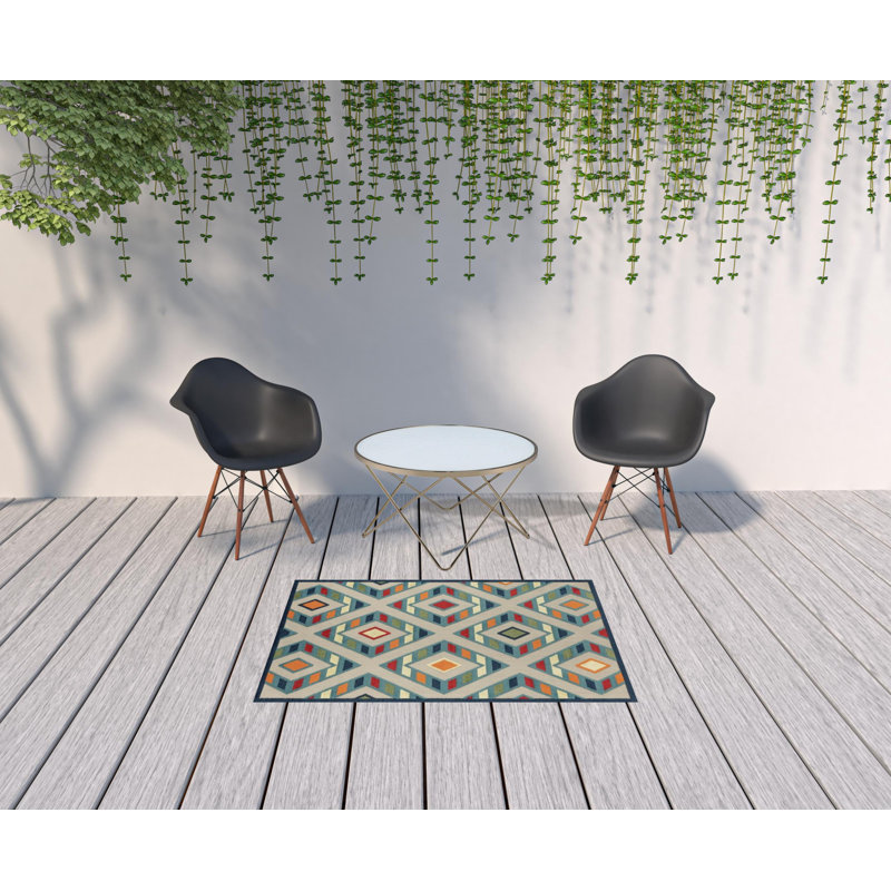 Tapis d'intérieur / extérieur tissé à rayures, Rectangle 3 pi 6 po x 5 pi 6 po