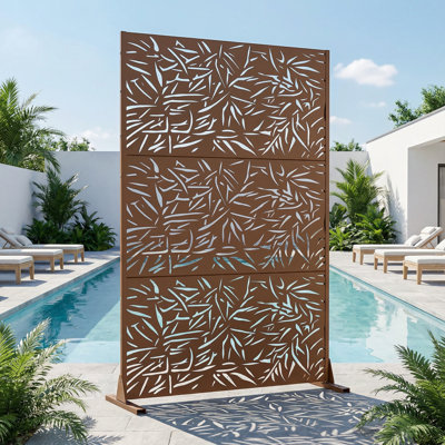 6ft. H × 4 ft. W Metal Privacy Screen Fence Panel Bamboo Leave Pattern