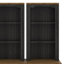 Armoire haute autoportante deux pièces avec rangement ouvert, tablettes en noyer avec design incurvé, dispositif anti-basculement-1018912138