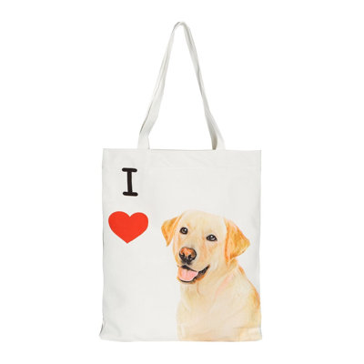 Sac en toile d'art - I Love Labrador (crème)