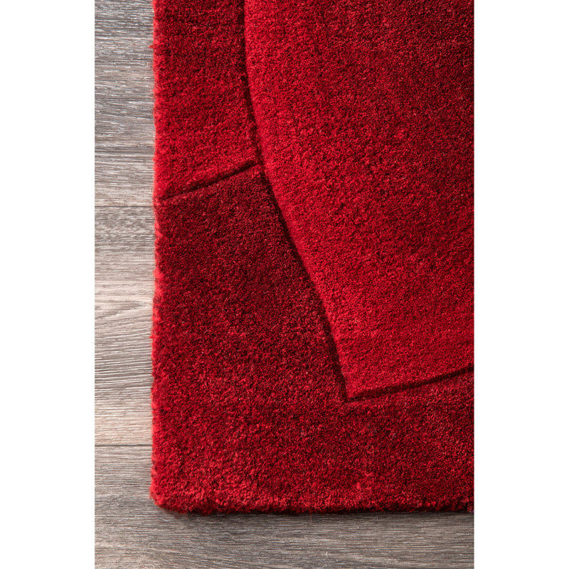 Tapis rouge touffeté à la main Kiratsou, Rectangle 7 pi 6 po x 9 pi 6 po