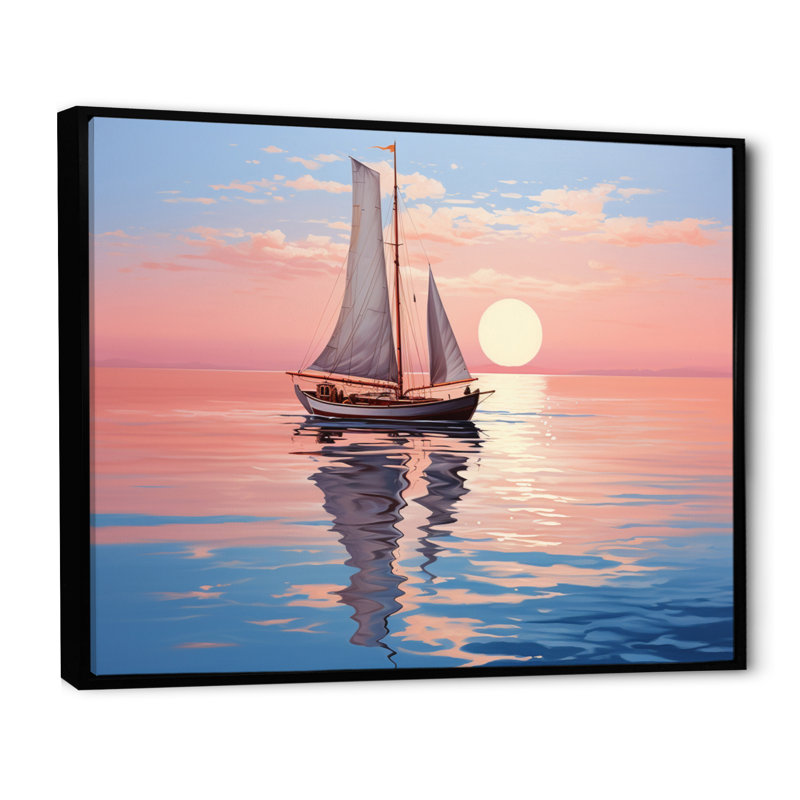 Sailboat Coastal Dreams II - Sailing Boat Canvas Art Print, H 30 po x l 40 po, Cadre flottant noir