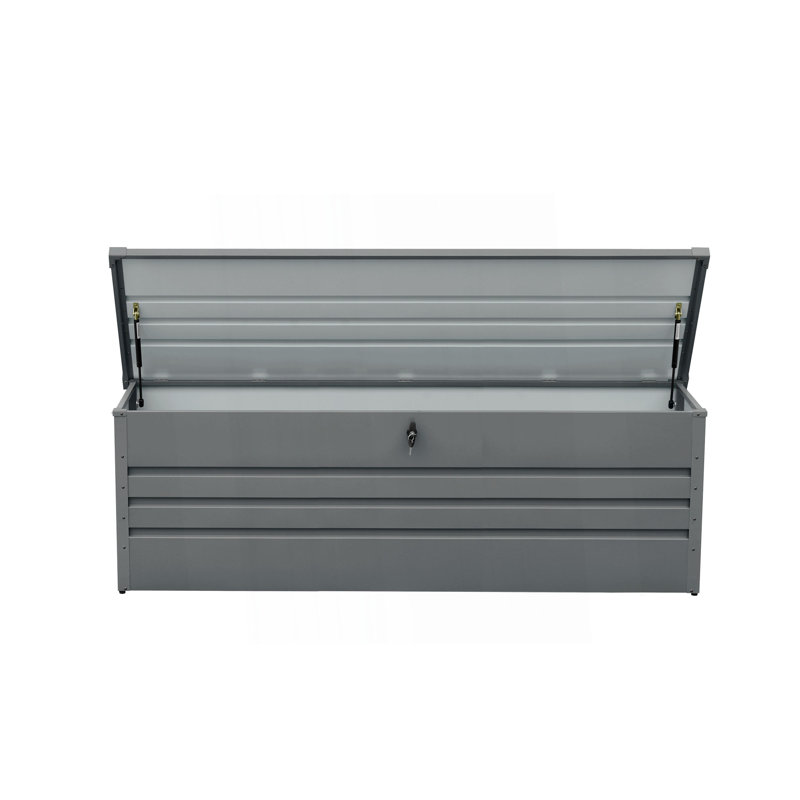 260 Gallon Metal Outdoor Storage Deck Box Waterproof, Extra Large Patio Storage Box With Lockable Storage Containers For Patio Furniture Cushions, Pool Accessories, Garden Tools Dark Gray