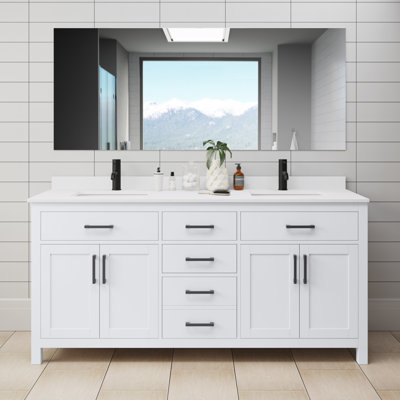Beckett 72" Freestanding Double Bathroom Vanity with Cultured Marble Top