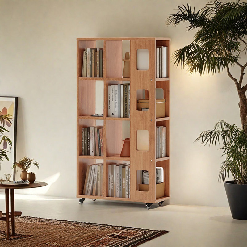 Bibliothèque simple de style italien, (4 tablettes) H 54,92 po x l 29,13 po x P 11,81 po, Brun