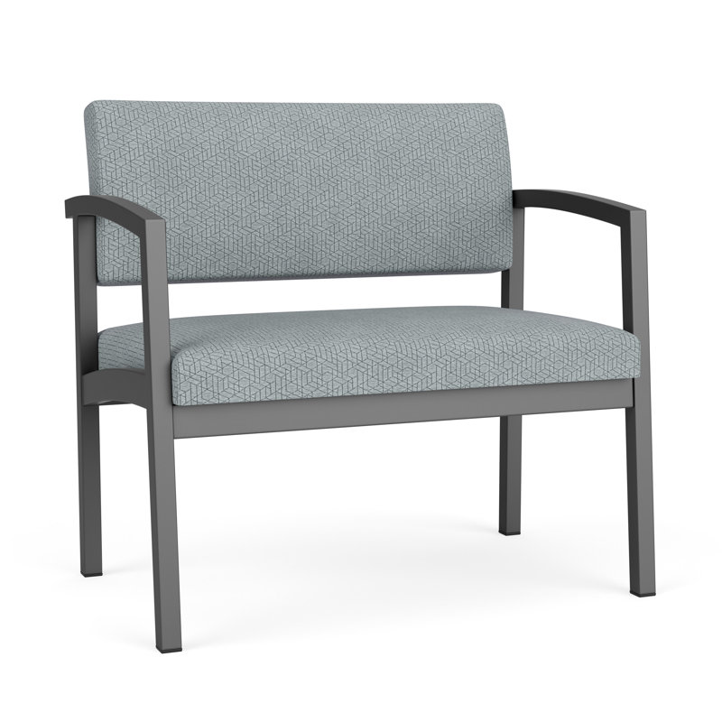 Chaise en acier Lenox, Gris anthracite, Bleu marine Visite Libre - Tissu uni