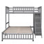 Lit superposé simple au-dessus d'un lit double en bois avec six tiroirs et tablettes flexibles, lit inférieur à roulettes, gris-1288011925