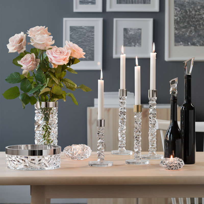 Carat Crystal Tabletop Candlestick, Medium, Bronze/Silver