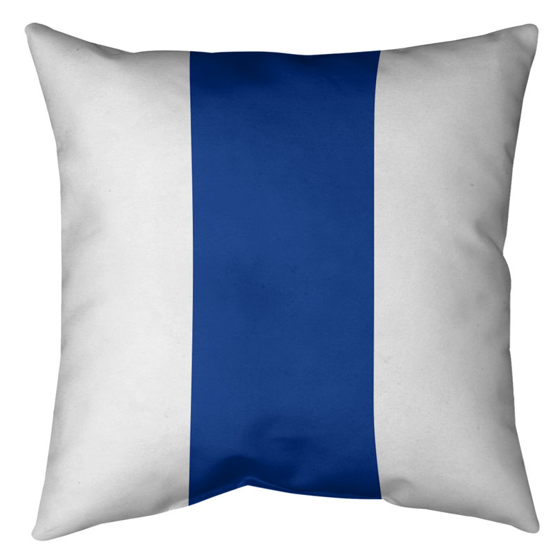  Throw Pillow Cover, 18" x 18", White/Blue, Faux Linen