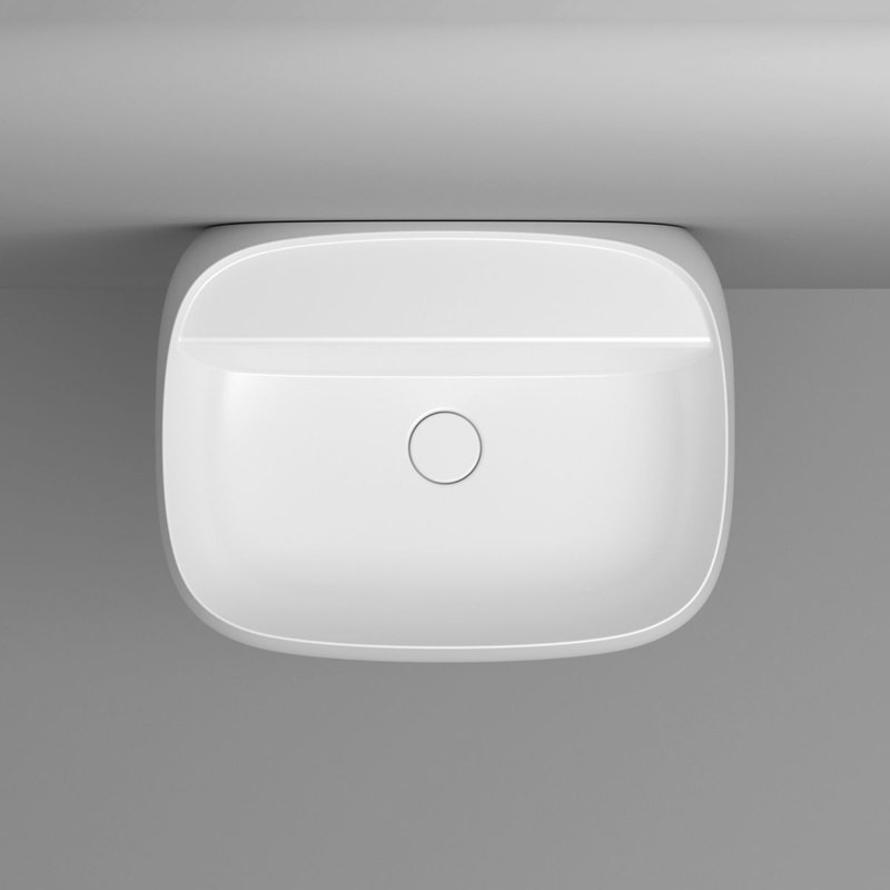 Seed 23.8'' L Bathroom Sink, Glossy White, Wall Mounted Faucet